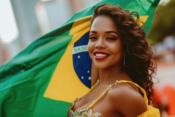 Sambista brasileira em ritmo do carnaval posando para foto