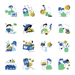 Handy Mini Doodle Illustrations of Investment and Trading 

