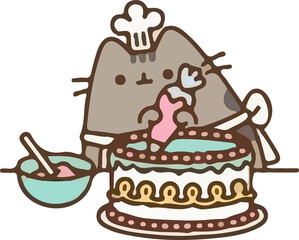cat making cake
