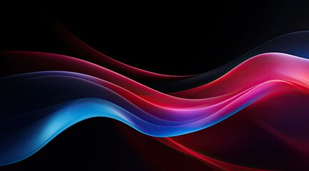 Sparkling background with red and blue neon waves. AI generated illustration.