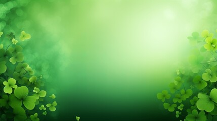 Fototapeta na wymiar St. Patrick's Day background with clover leaves and bokeh