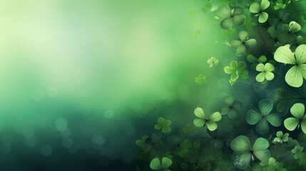 St. Patrick's Day background with clover leaves and bokeh - obrazy, fototapety, plakaty