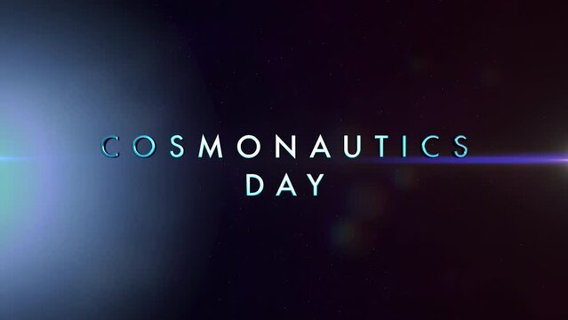 Celebrate Cosmonauts Day with this captivating promotional image featuring white letters on a black background, promising an exciting space exploration event or program
