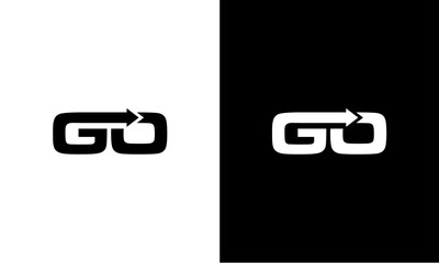 GO word typography logo with arrow - obrazy, fototapety, plakaty