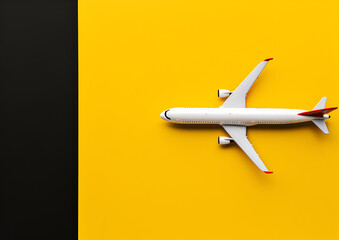  air travel concept on yellow and black background with copy space. 