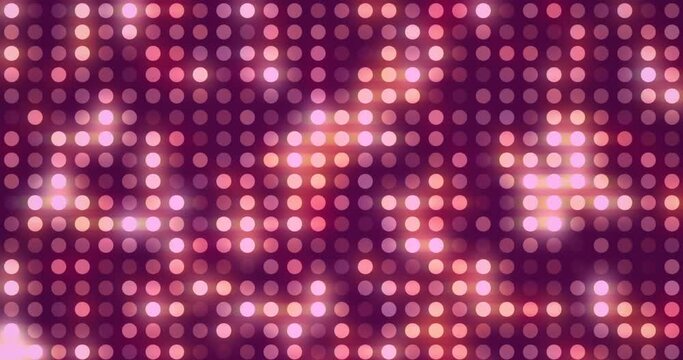 Animation of grid of twinkling pink and orange circular lights
