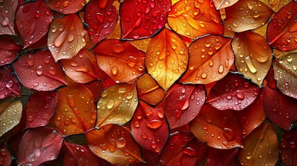 Stained glass window background with colorful leaf and water drops abstract. 