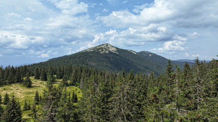 Gorgany. Picturesque landscape of Western Gorgans. Carpathian mountains. Ukraine