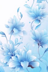 Fototapeta na wymiar Sky blue pastel template of flower designs with leaves