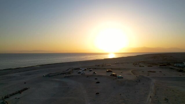 4K Drone Footage of Sunset Over Salton Sea and Bombay Beach in Southern California