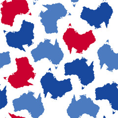 Fototapeta na wymiar Red and blue maps of Australia in seamless pattern