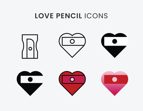 Love Pencil Sharpener Icon Symbol Vector Design
