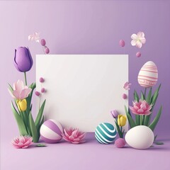 Fototapeta na wymiar easter poster template with large copy space for text.