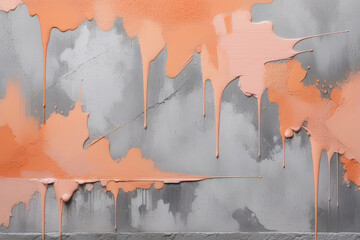 Paint Texture in peach Colors with visible Brush Strokes. Artistic background on a concrete wall.