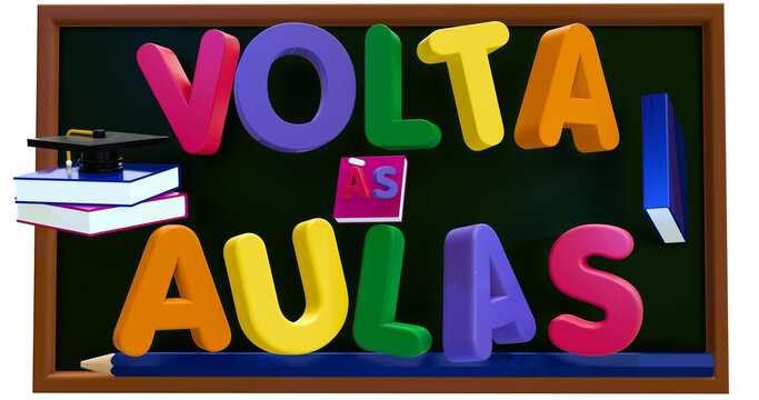 Selo 3d voltas as aulas, back to school