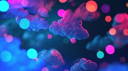 a colorful cloud pattern on dark blue background