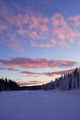 Image from the Alterdalstjernet Lake, part of the Totenaasen Nature Reserve up in the Totenaasen Hills, Norway, in winter.