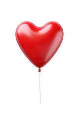 Red metallic heart-shaped balloon isolated on transparent background. Generative ai