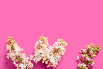 Obraz premium Blooming lilac flowers on pink background