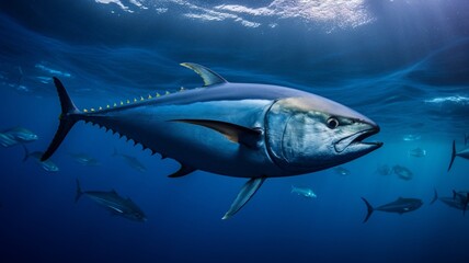 Bluefin tuna fish swimming sea underwater photography