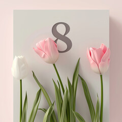 8 march card template with large copy space for text