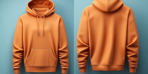 Brown Hoodie Hanging on Blue Wall Blank Clothing Garment for Generative AI
