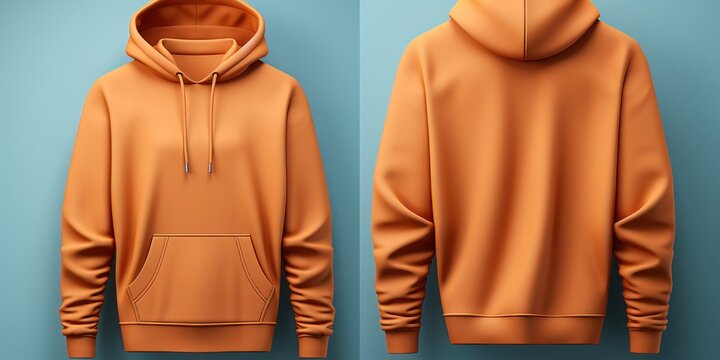 Brown Hoodie Hanging on Blue Wall Blank Clothing Garment for Generative AI