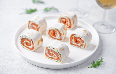 Salmon dill cream cheese pinwheels