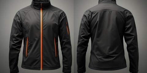Black Jacket With Orange Zippers and Hood Generative AI