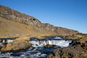 Fototapeta na wymiar Cascade waterfall Fossalar, Iceland