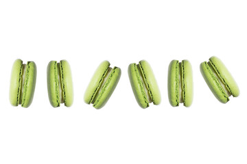 Macaron or macaroon cake isolated on a white background, sweet dessert.