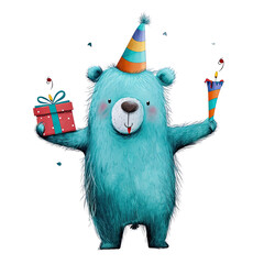Birthday teddy bear clipart, Funny Blue Teddy Bear, Watercolor birthday bears PNG, Nursery art bundle, Baby shower, Teddy Bear Art