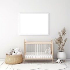 Babys Room With White Crib and Teddy Bears Generative AI