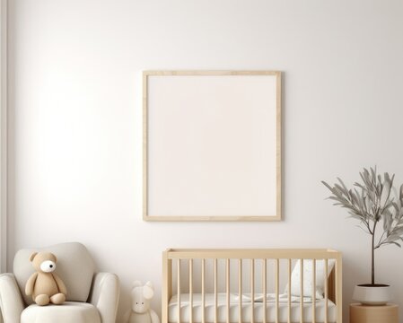 Babys Room With Crib Chair and Picture Frame Generative AI