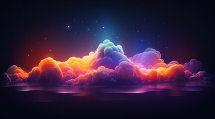 an image of rainbow colored clouds above a dark sky