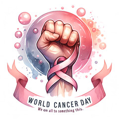world cancer day illustration. clenched hand