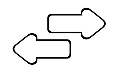 vector drawing illustration arrows icon indicating right and left senses, drawn in black and white