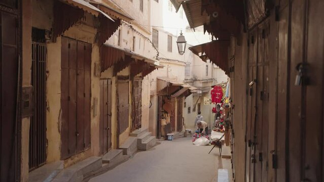 The Vibrant Souks Market of Medina Old Town in Fes El Bali Fez, Morocco