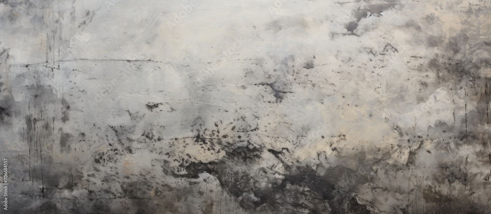 Sticker concrete surface with motor oil stains in shades of grey, black, and silver.