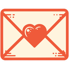 Minimalistic, vector-style illustration of a love letter. Simple, elegant envelope with a distinct red heart shape seal, perfect for expressing affection on Valentine's Day.