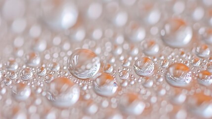 A close up of water droplets on a surface.