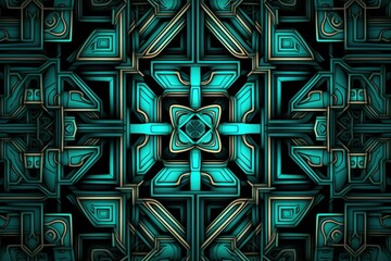 SymmetriSymmetric teal square background pattern