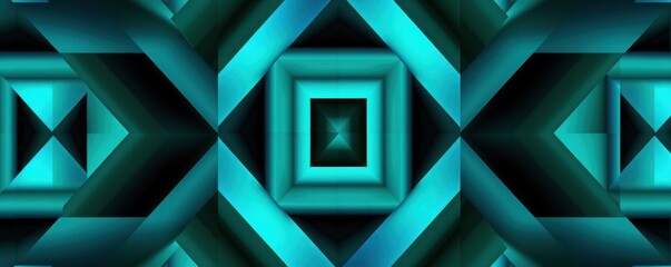 Symmetric teal square background pattern