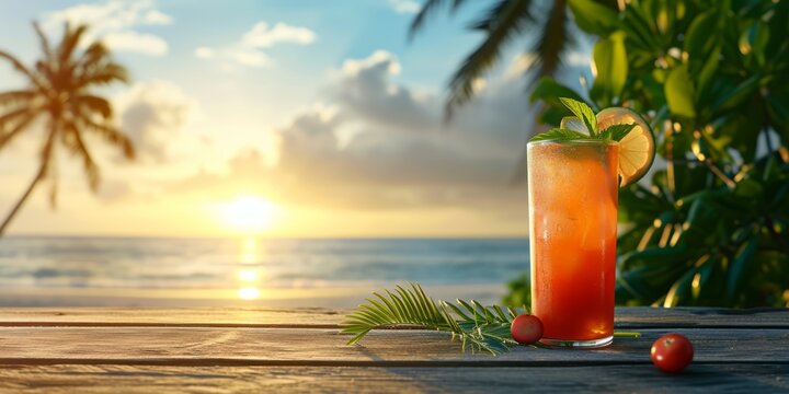 Cool cocktails on the beach Generative AI