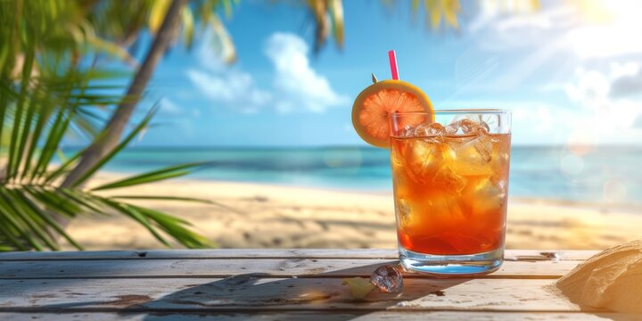 Cool cocktails on the beach Generative AI