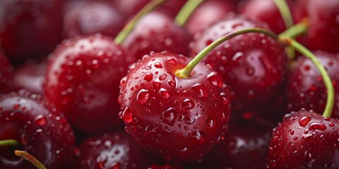 fresh cherries close-up Generative AI