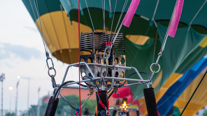 Doha, Qatar- December 12,2023 : Qatar balloon festival with multiple colorful air balloons.