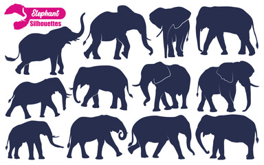 Obraz premium Animal Elephant Silhouettes vector illustration