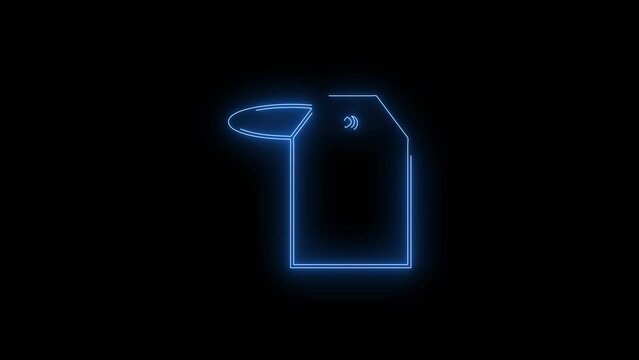 Video footage of Blue glowing Price Tag neon icon. Looped Neon Lines abstract on black background. Futuristic laser background. Seamless loop. 4k video