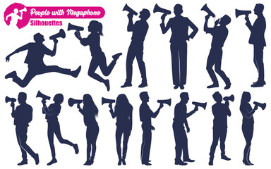 Promotion with Megaphone Silhouettes Vector